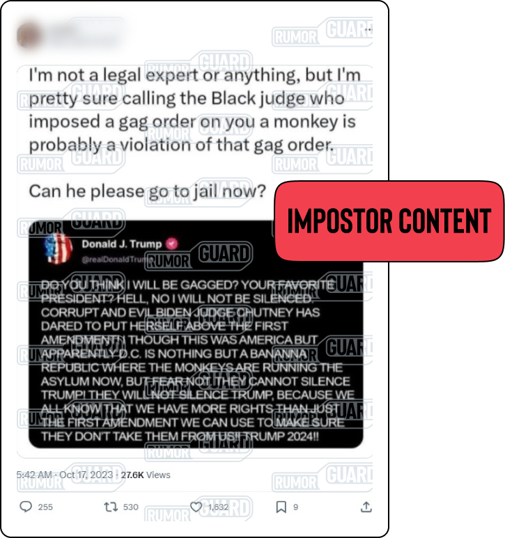 Fake Trump Social Media Post Disparaging Judge Spreads After Gag Order